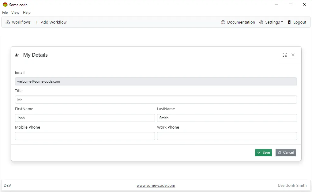 Changing Current User details