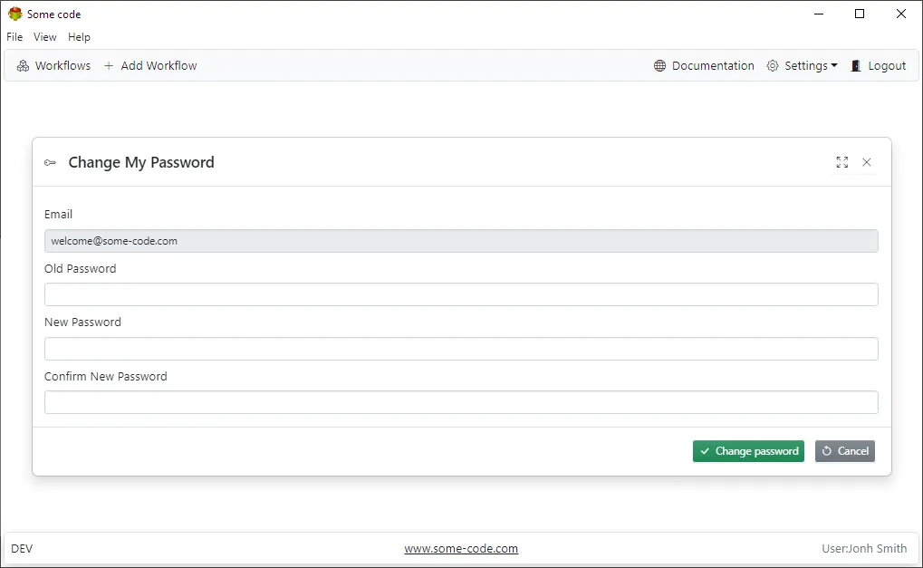 Changing Current User password