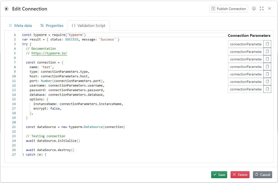 Validation Script Tab