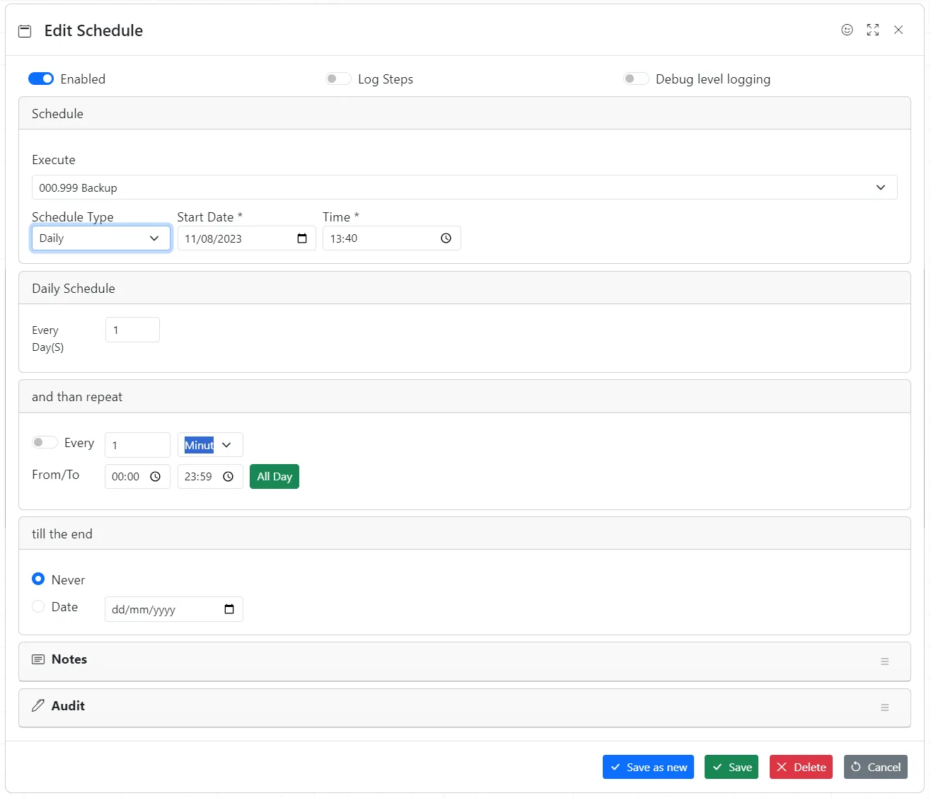 Schedule workflow daily