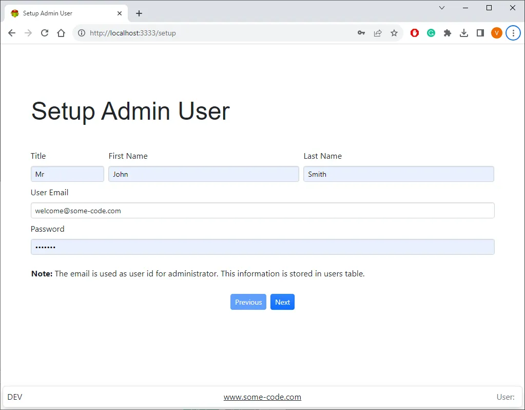 Create Admin User
